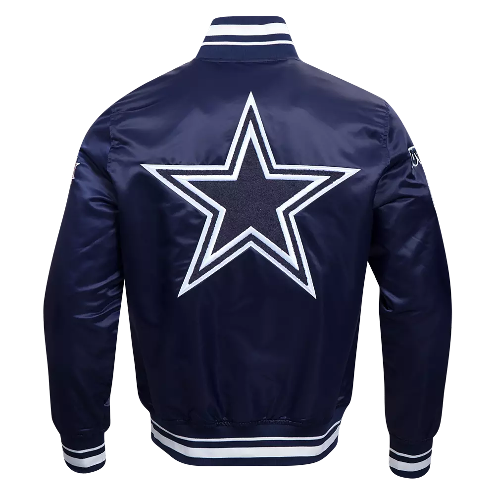 Pro Standard Men's NFL Dallas Cowboys Mashup Rib Satin Jacket - Navy - NAVY