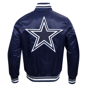 Pro Standard Men's NFL Dallas Cowboys Mashup Rib Satin Jacket -Navy