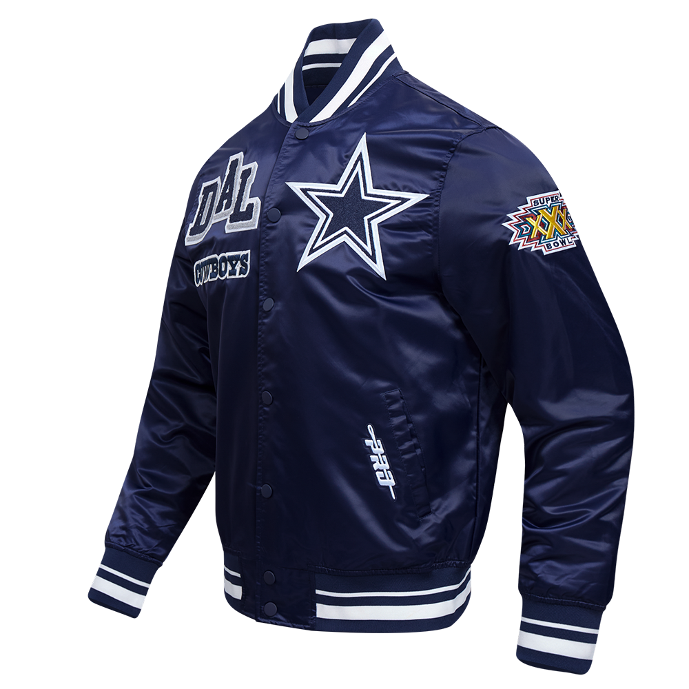 Pro Standard Men's NFL Dallas Cowboys Mashup Rib Satin Jacket -Navy - NAVY Thumbnail View 3