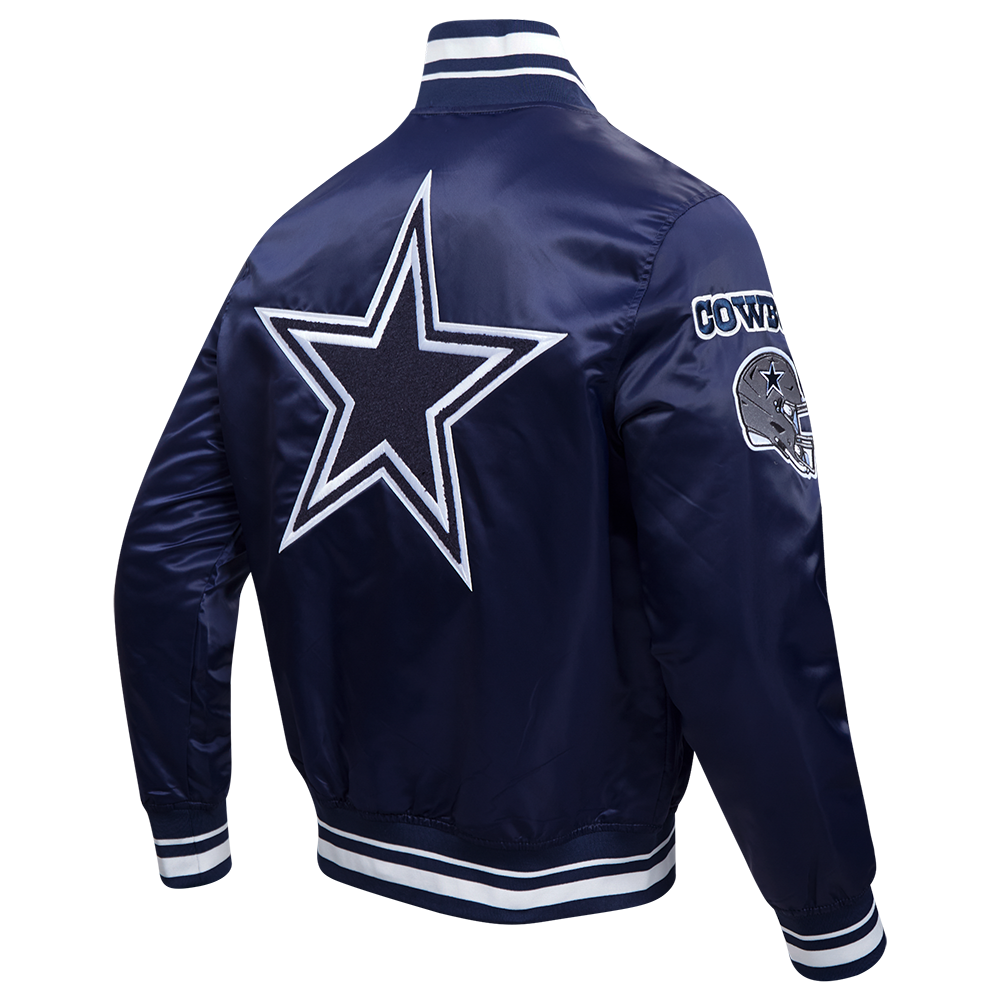Pro Standard Men's NFL Dallas Cowboys Mashup Rib Satin Jacket -Navy - NAVY Thumbnail View 4