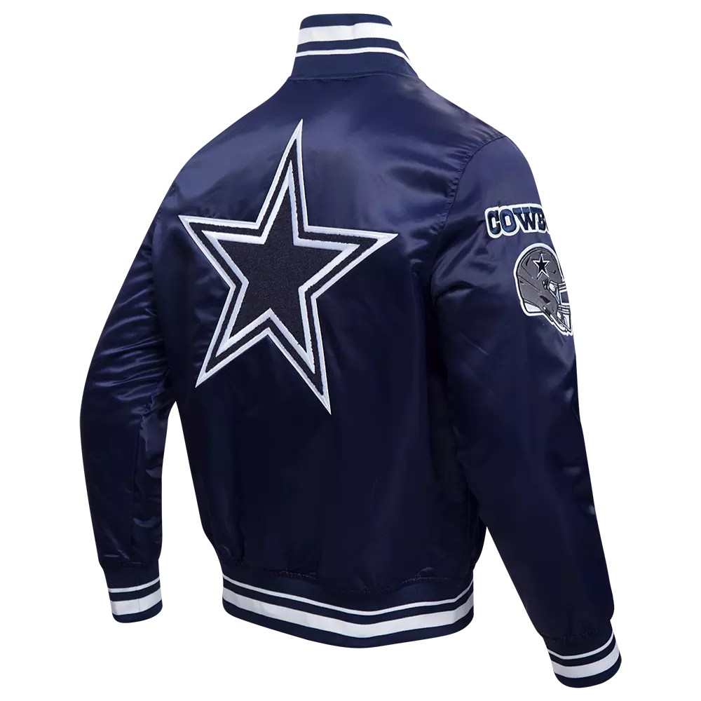 Pro Standard Men's NFL Dallas Cowboys Mashup Rib Satin Jacket -Navy - NAVY