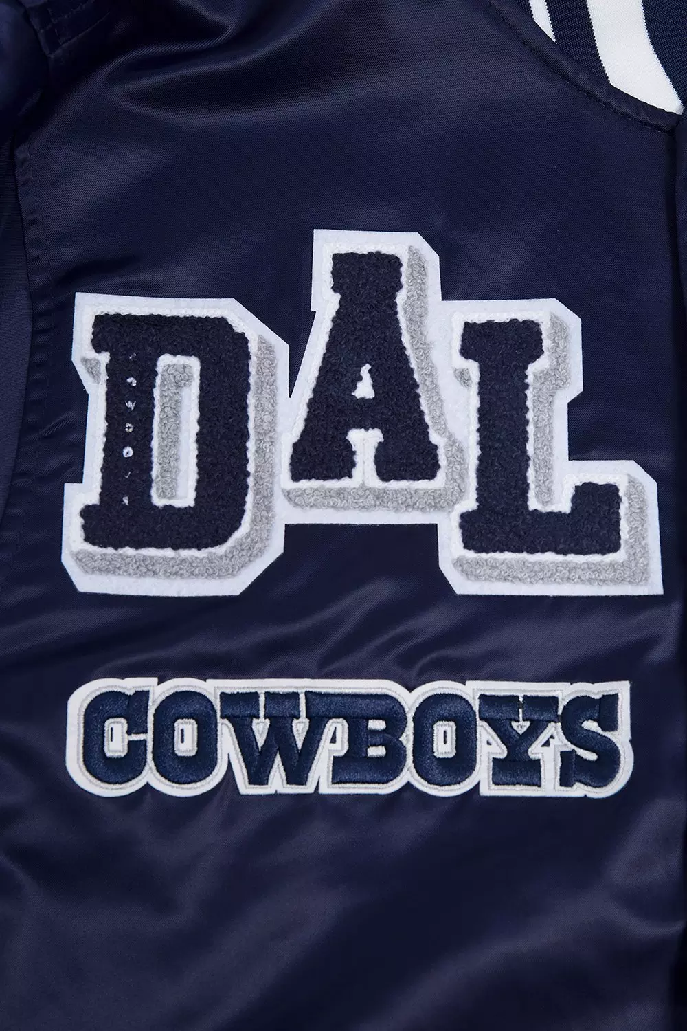 Pro Standard Men's NFL Dallas Cowboys Mashup Rib Satin Jacket - Navy - NAVY