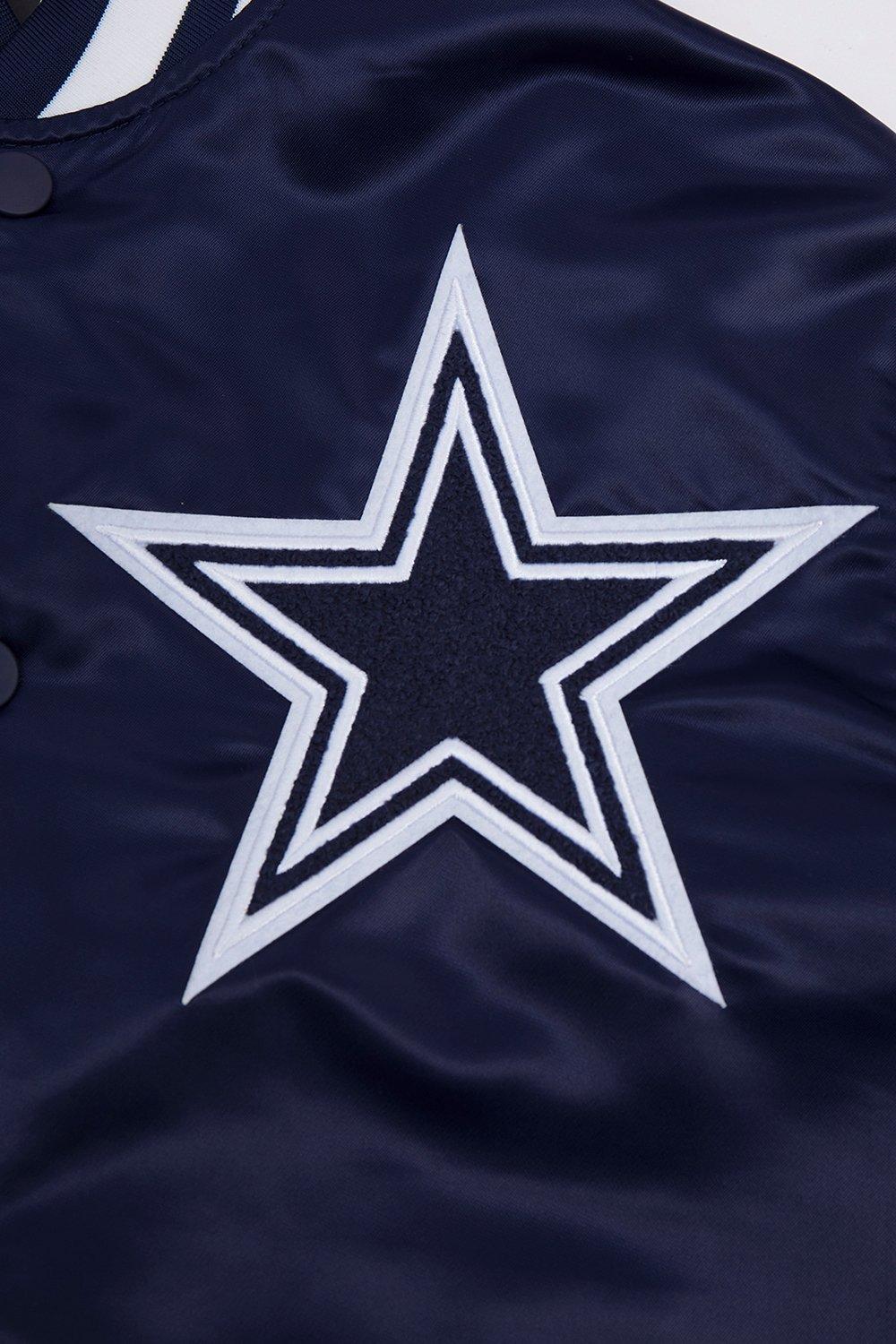 Pro Standard Men's NFL Dallas Cowboys Mashup Rib Satin Jacket - Navy - NAVY Thumbnail View 6