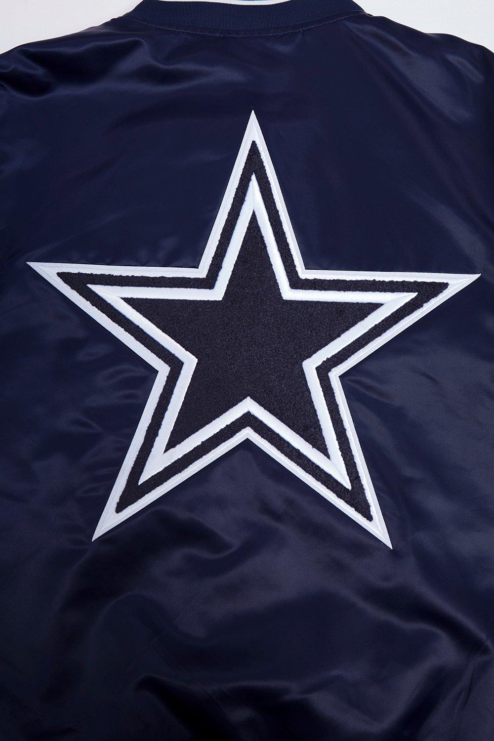 Pro Standard Men's NFL Dallas Cowboys Mashup Rib Satin Jacket - Navy - NAVY Thumbnail View 9