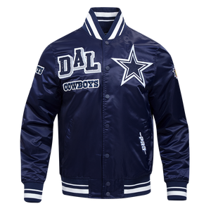 Pro Standard Men's NFL Dallas Cowboys Mashup Rib Satin Jacket -Navy