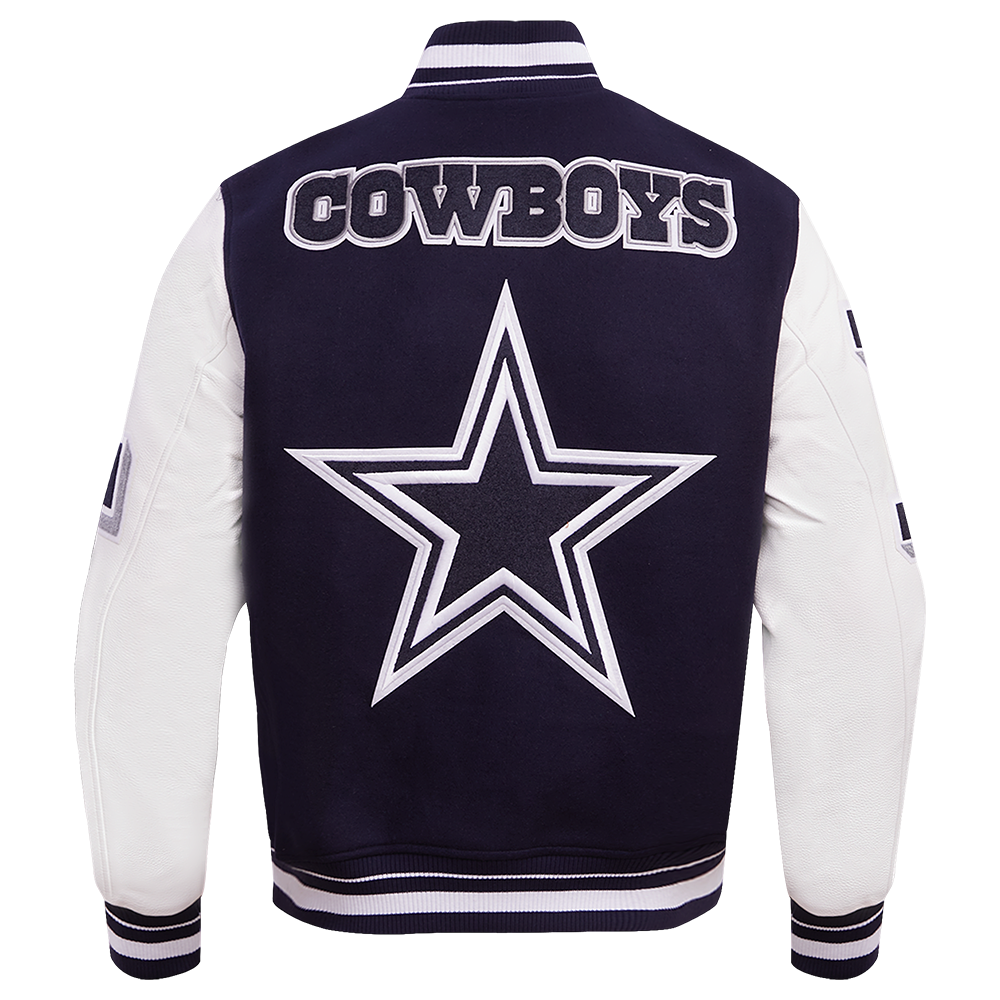 Pro Standard Men's NFL Dallas Cowboys Mashup Rib Wool Varsity Jacket - Navy/White - NAVY/WHITE Thumbnail View 2