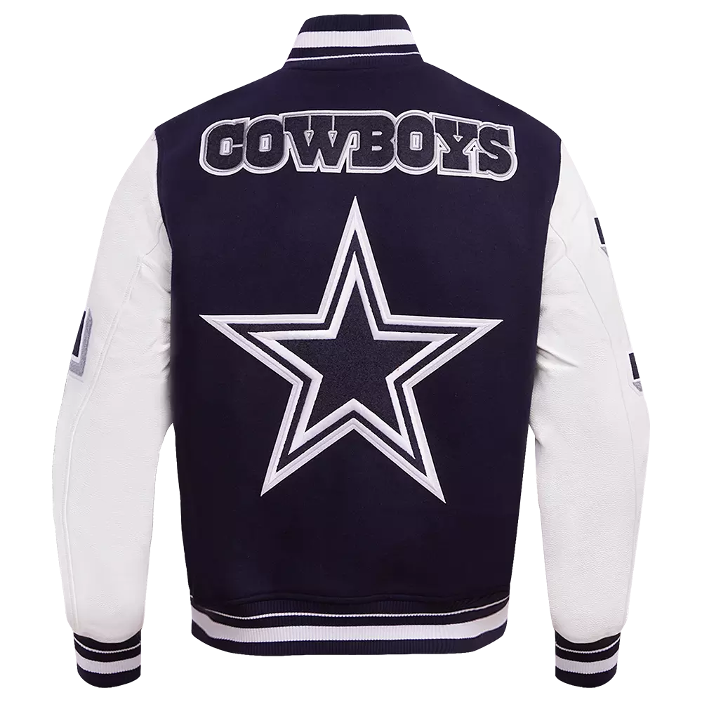 Pro Standard Men's NFL Dallas Cowboys Mashup Rib Wool Varsity Jacket - Navy/White - NAVY/WHITE