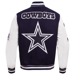 Pro Standard Men's NFL Dallas Cowboys Mashup Rib Wool Varsity Jacket -Navy/White