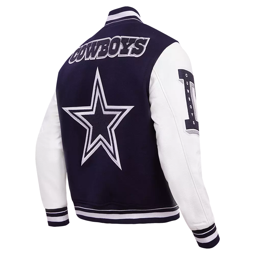 Pro Standard Men's NFL Dallas Cowboys Mashup Rib Wool Varsity Jacket -Navy/White - NAVY/WHITE