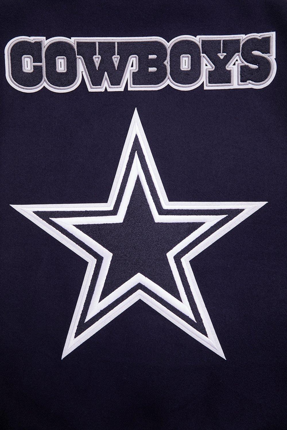 Pro Standard Men's NFL Dallas Cowboys Mashup Rib Wool Varsity Jacket - Navy/White - NAVY/WHITE Thumbnail View 5