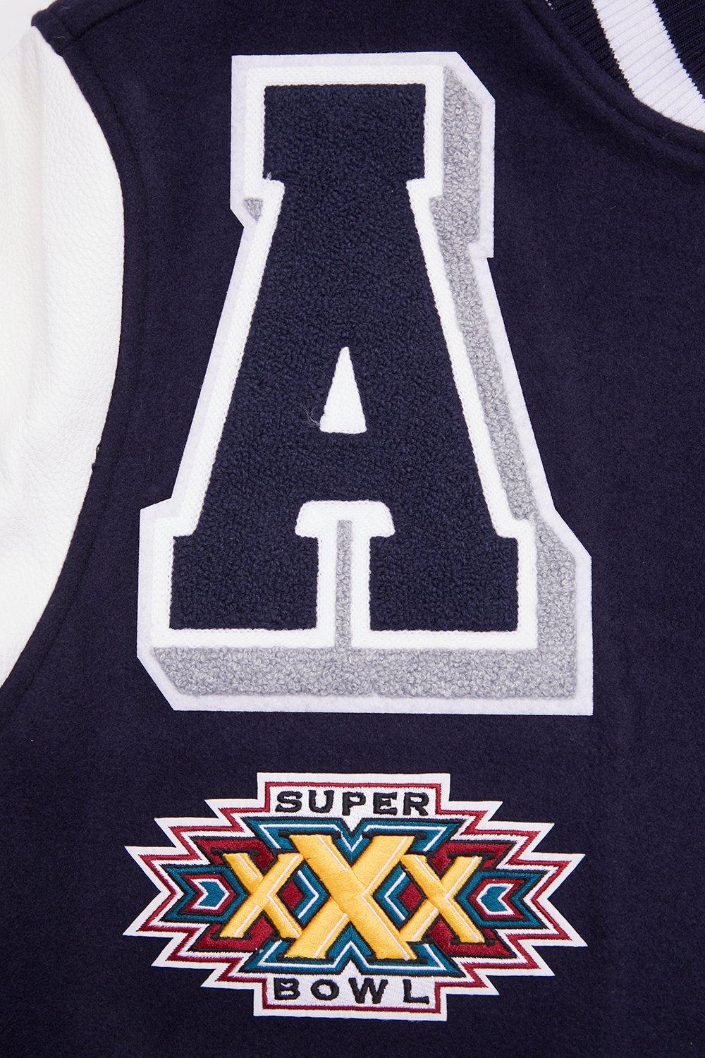 Pro Standard Men's NFL Dallas Cowboys Mashup Rib Wool Varsity Jacket - Navy/White - NAVY/WHITE Thumbnail View 7