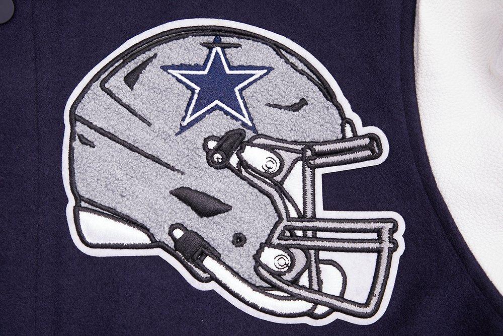 Pro Standard Men's NFL Dallas Cowboys Mashup Rib Wool Varsity Jacket - Navy/White - NAVY/WHITE Thumbnail View 8