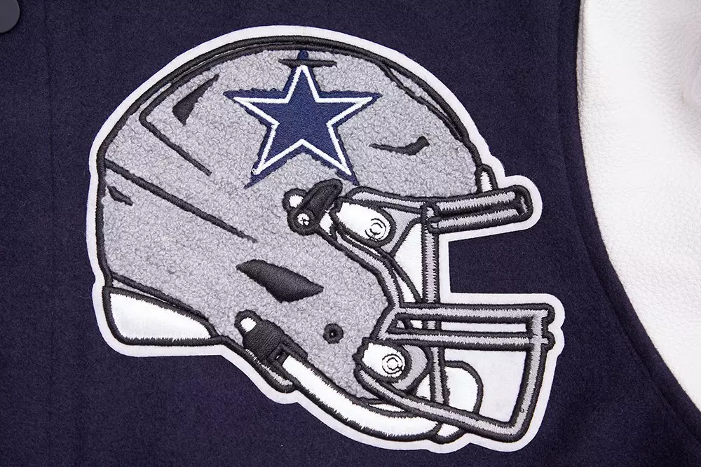 Pro Standard Men's NFL Dallas Cowboys Mashup Rib Wool Varsity Jacket -Navy/White - NAVY/WHITE