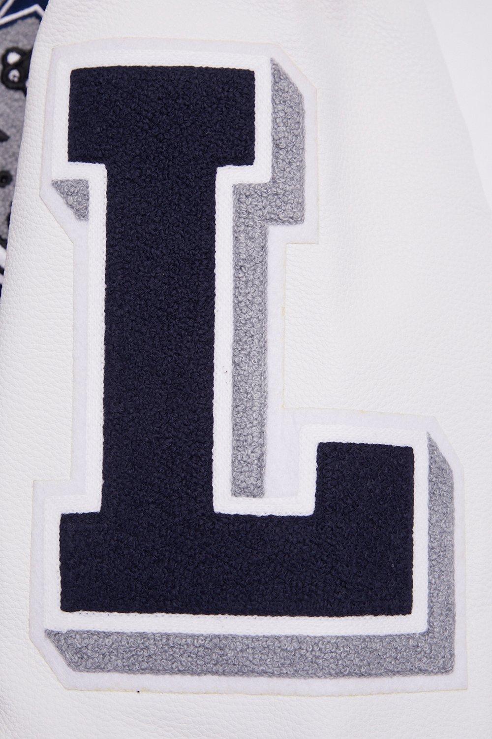 Pro Standard Men's NFL Dallas Cowboys Mashup Rib Wool Varsity Jacket -Navy/White - NAVY/WHITE Thumbnail View 9