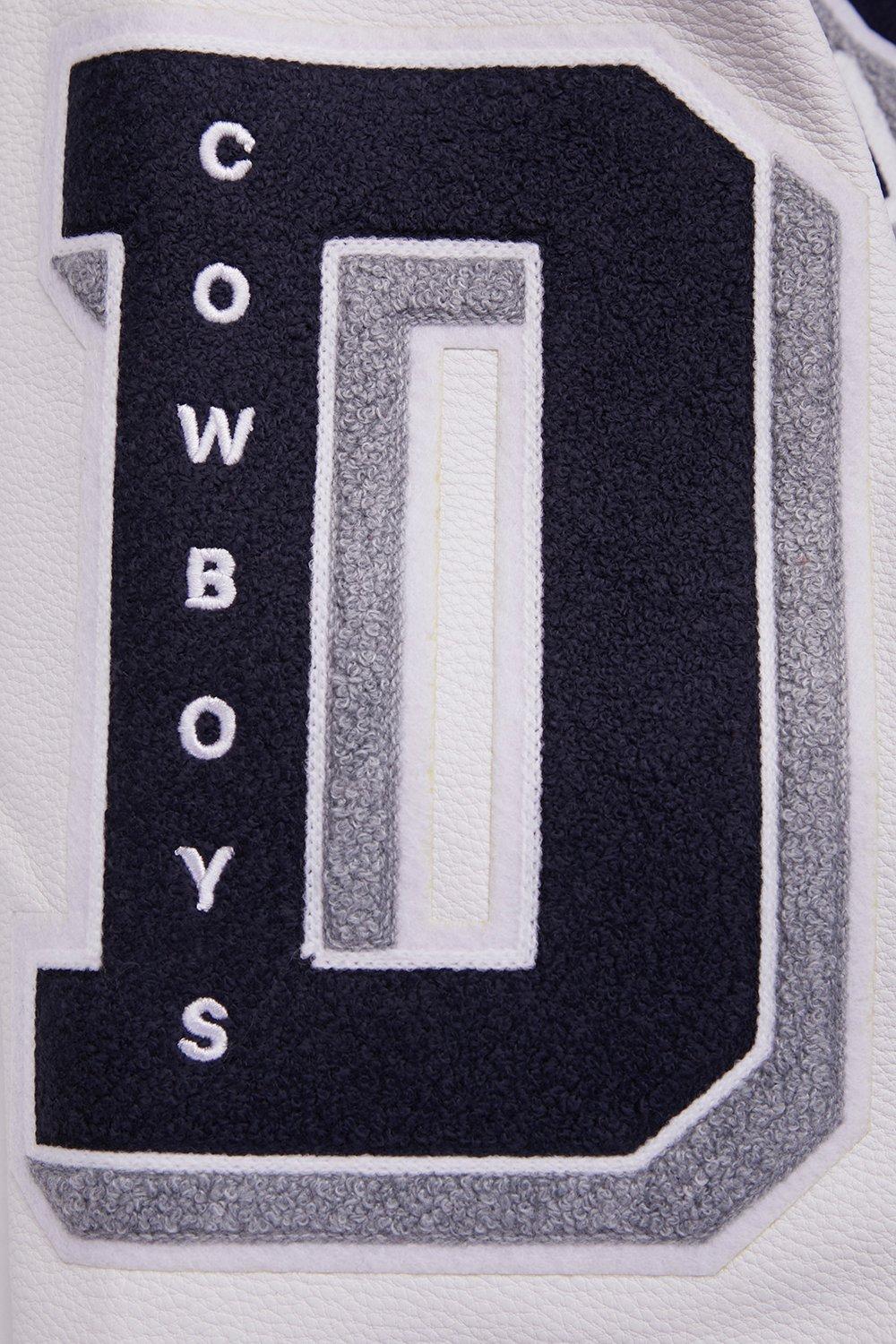 Pro Standard Men's NFL Dallas Cowboys Mashup Rib Wool Varsity Jacket - Navy/White - NAVY/WHITE Thumbnail View 10