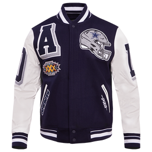 Pro Standard Men's NFL Dallas Cowboys Mashup Rib Wool Varsity Jacket -Navy/White