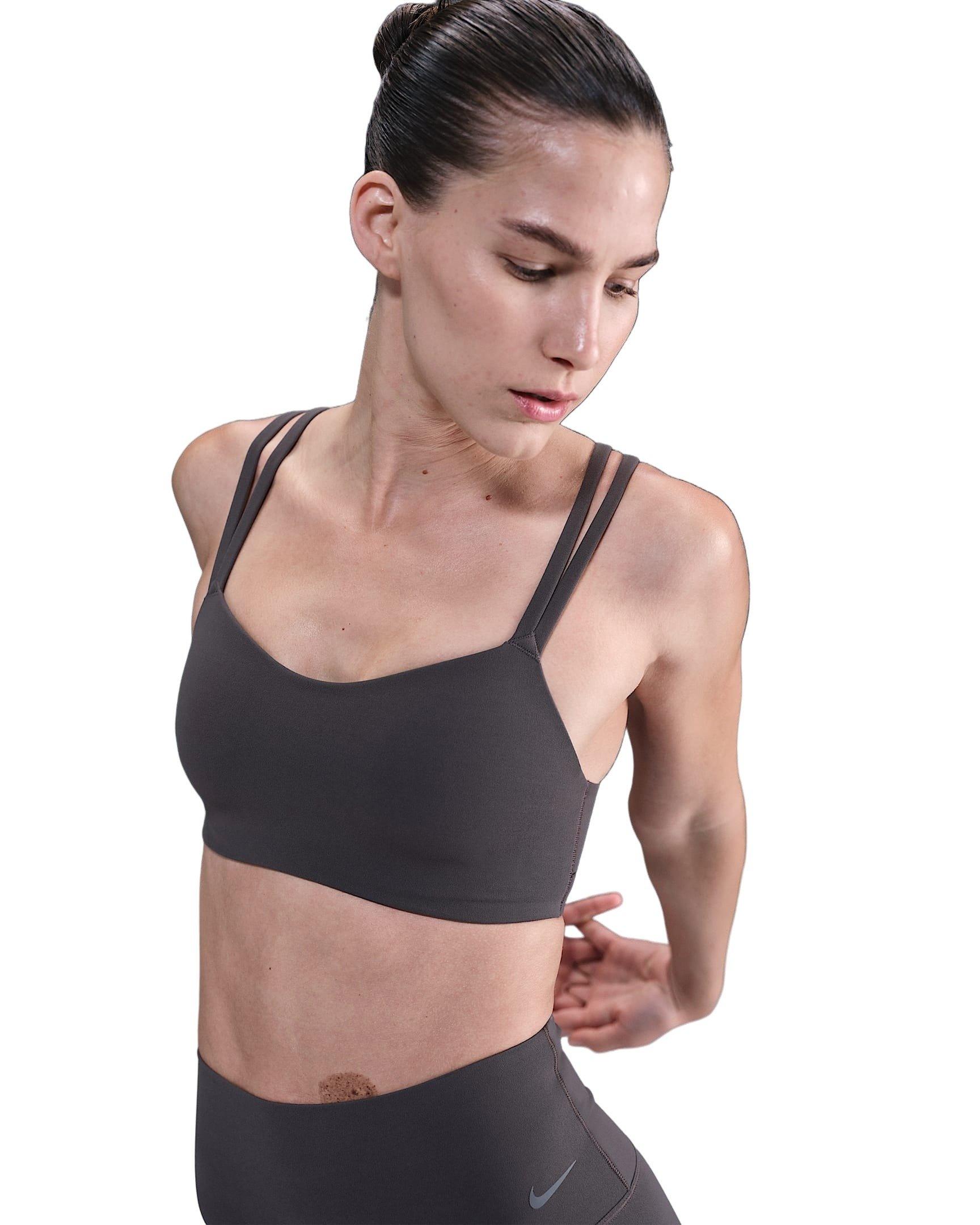 Nike Women's Zenvy Strappy Light-Support Padded Sports Bra -Grey - GREY Thumbnail View 1