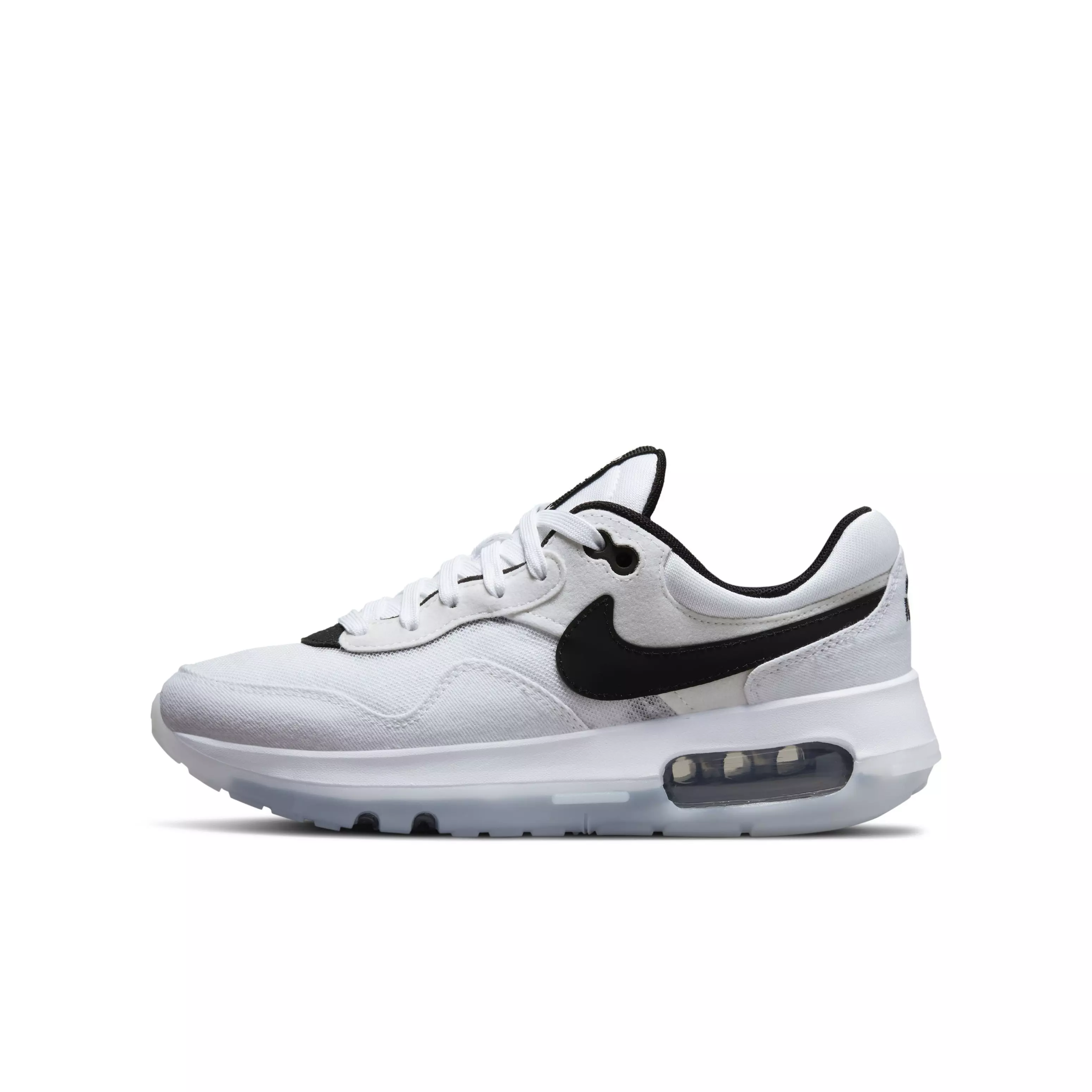Nike Air Max Motif "White/Black/White" Grade School Boys' Shoe - WHITE