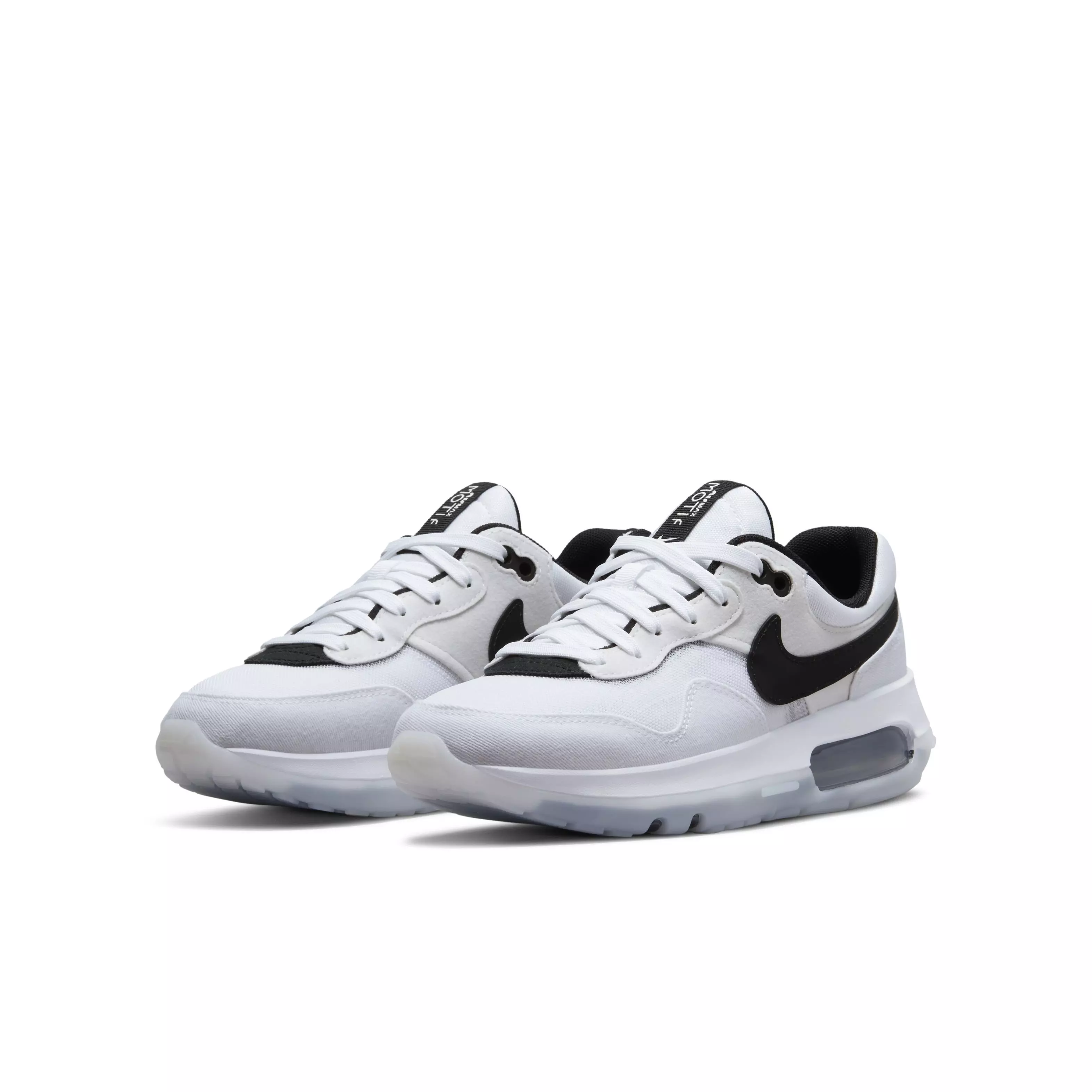 Nike Air Max Motif "White/Black/White" Grade School Boys' Shoe - WHITE