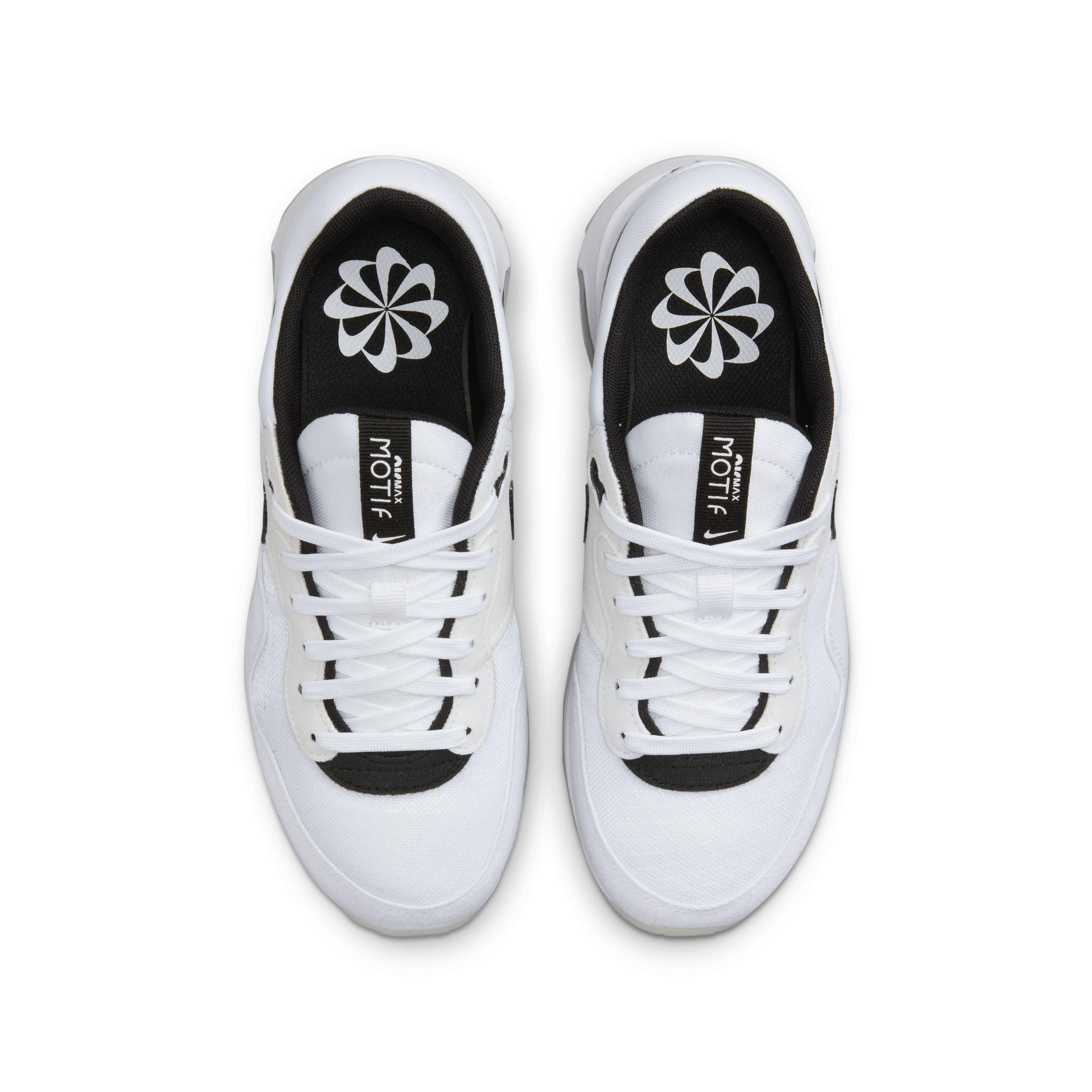Nike Air Max Motif "White/Black/White" Grade School Boys' Shoe - WHITE Thumbnail View 4