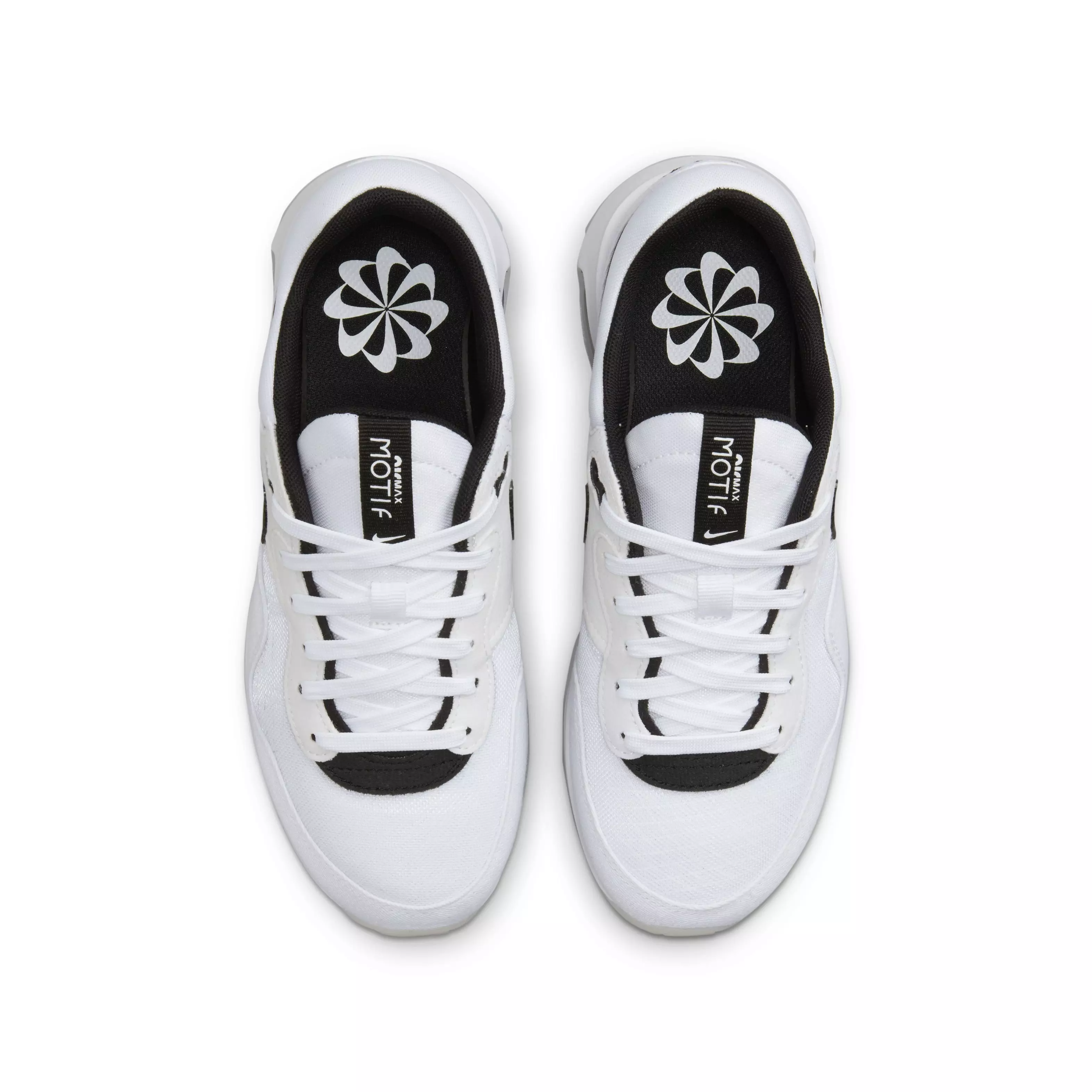 Nike Air Max Motif "White/Black/White" Grade School Boys' Shoe - WHITE