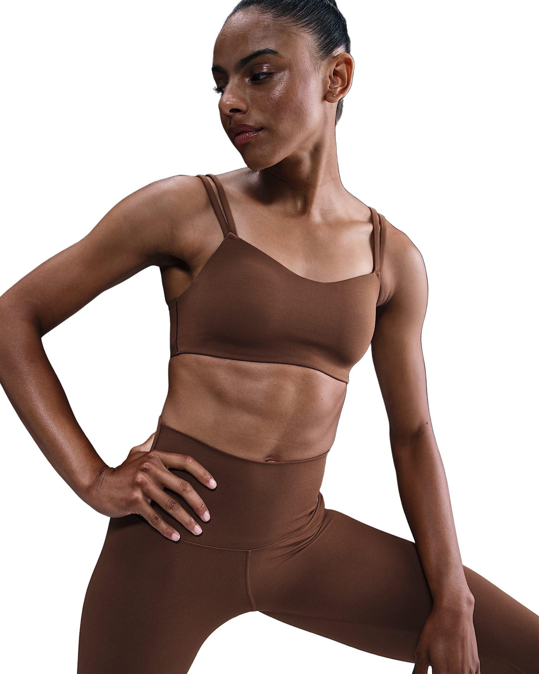 Nike Women's Zenvy Strappy Light-Support Padded Sports Bra -Brown - BROWN Thumbnail View 1