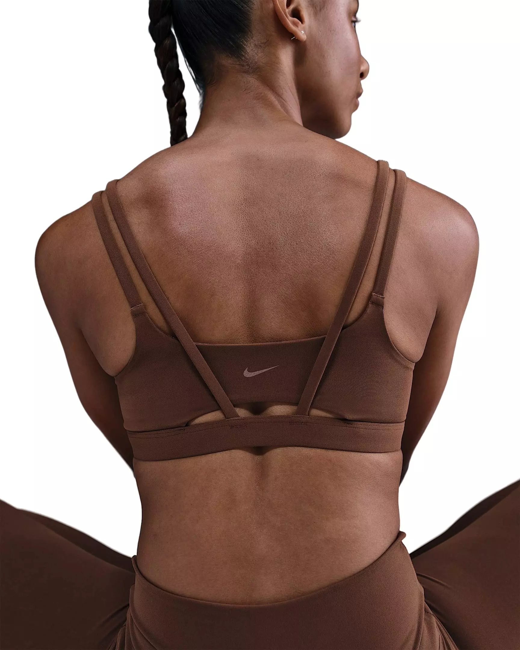 Nike Women's Zenvy Strappy Light-Support Padded Sports Bra -Brown - BROWN