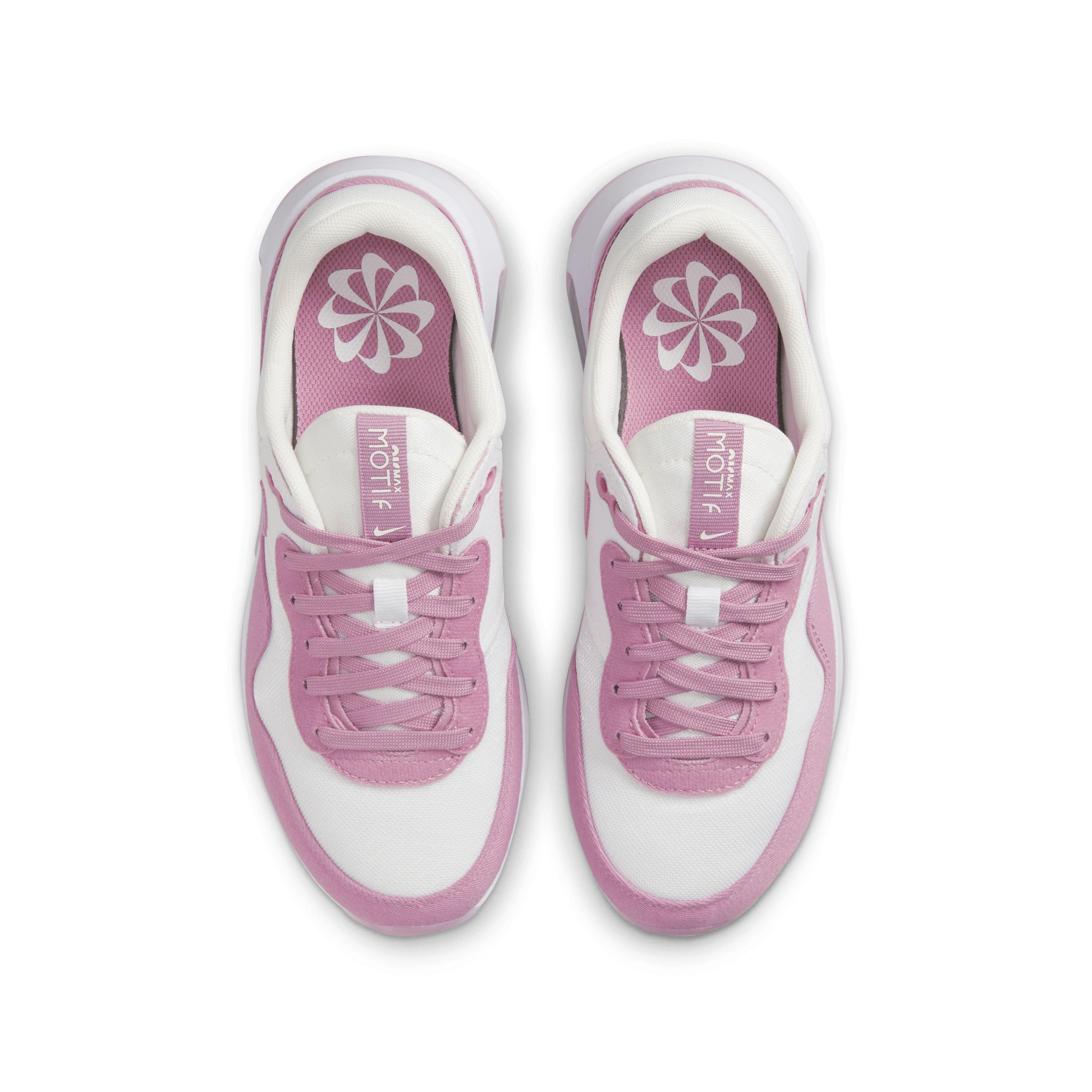 Nike Air Max Motif "Summit White/Elemental Pink/White" Grade School Girls' Shoe - WHITE/PINK/WHITE Thumbnail View 4