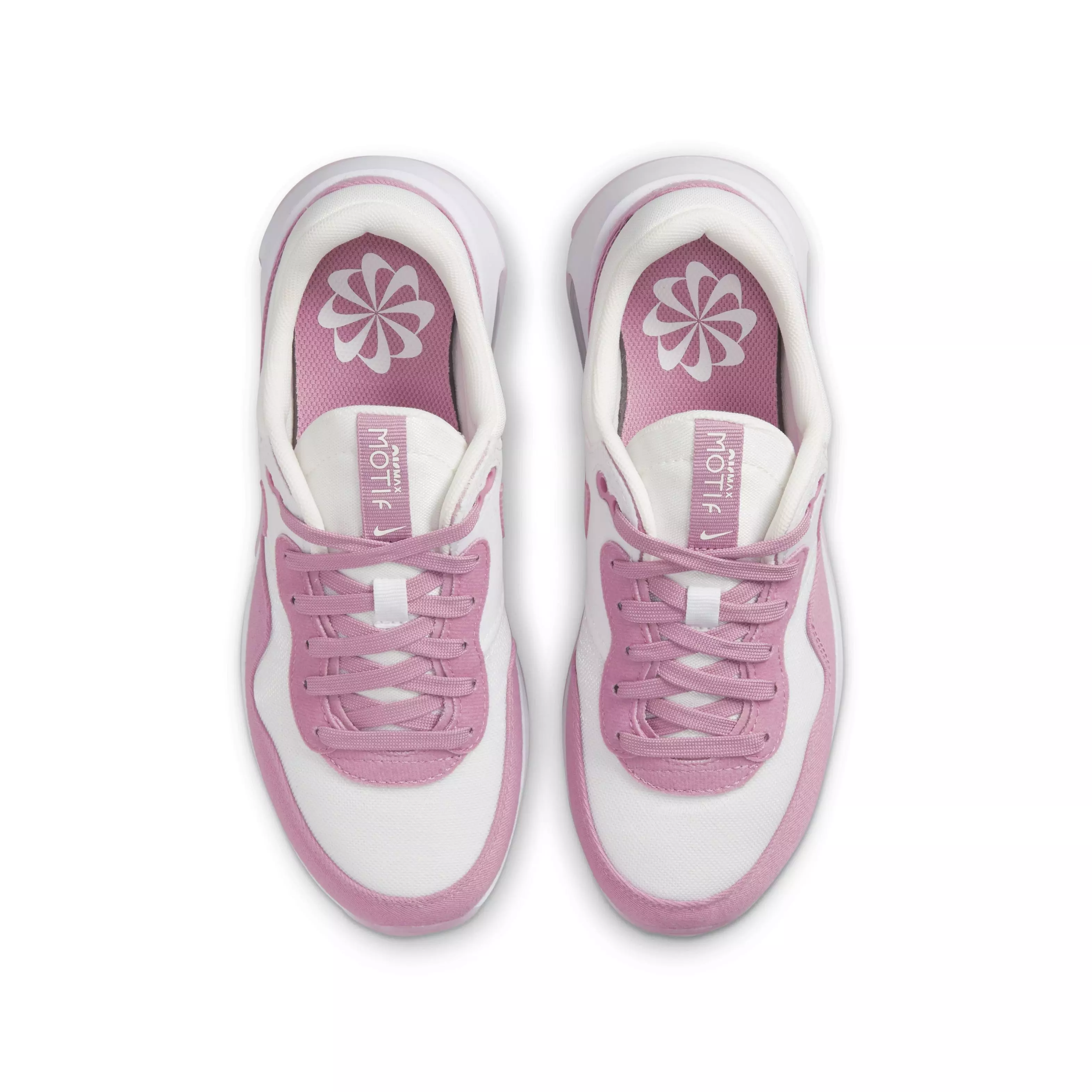 Nike Air Max Motif "Summit White/Elemental Pink/White" Grade School Girls' Shoe - WHITE/PINK/WHITE