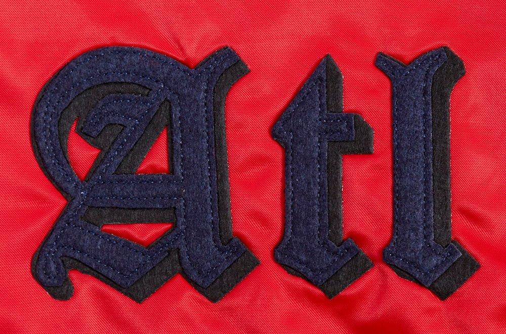 Pro Standard Men's MLB Atlanta Braves Old English Rib Satin Varsity Jacket - Red/Navy - RED/NAVY Thumbnail View 9