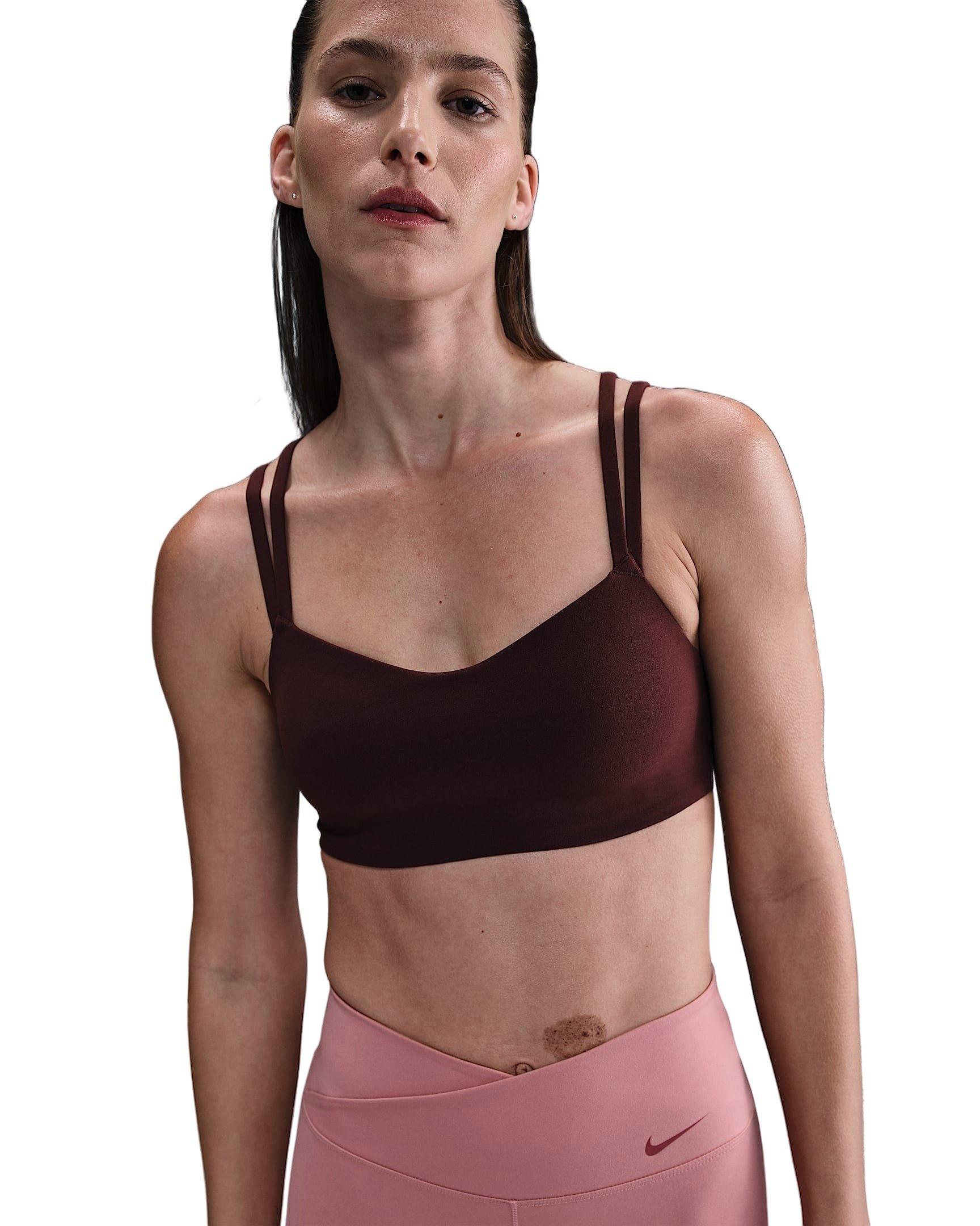 Nike Women's Zenvy Strappy Light-Support Padded Sports Bra -Burgundy - BURGUNDY Thumbnail View 1