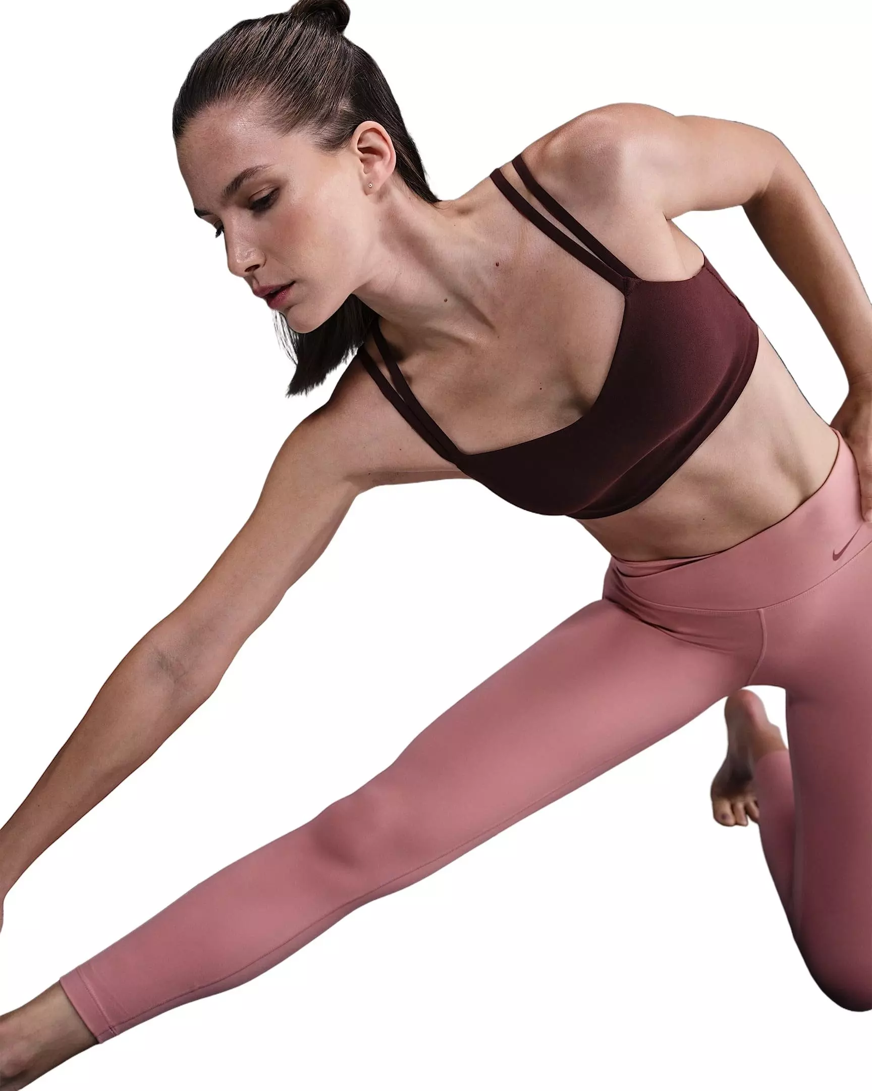 Nike Women's Zenvy Strappy Light-Support Padded Sports Bra -Burgundy - BURGUNDY