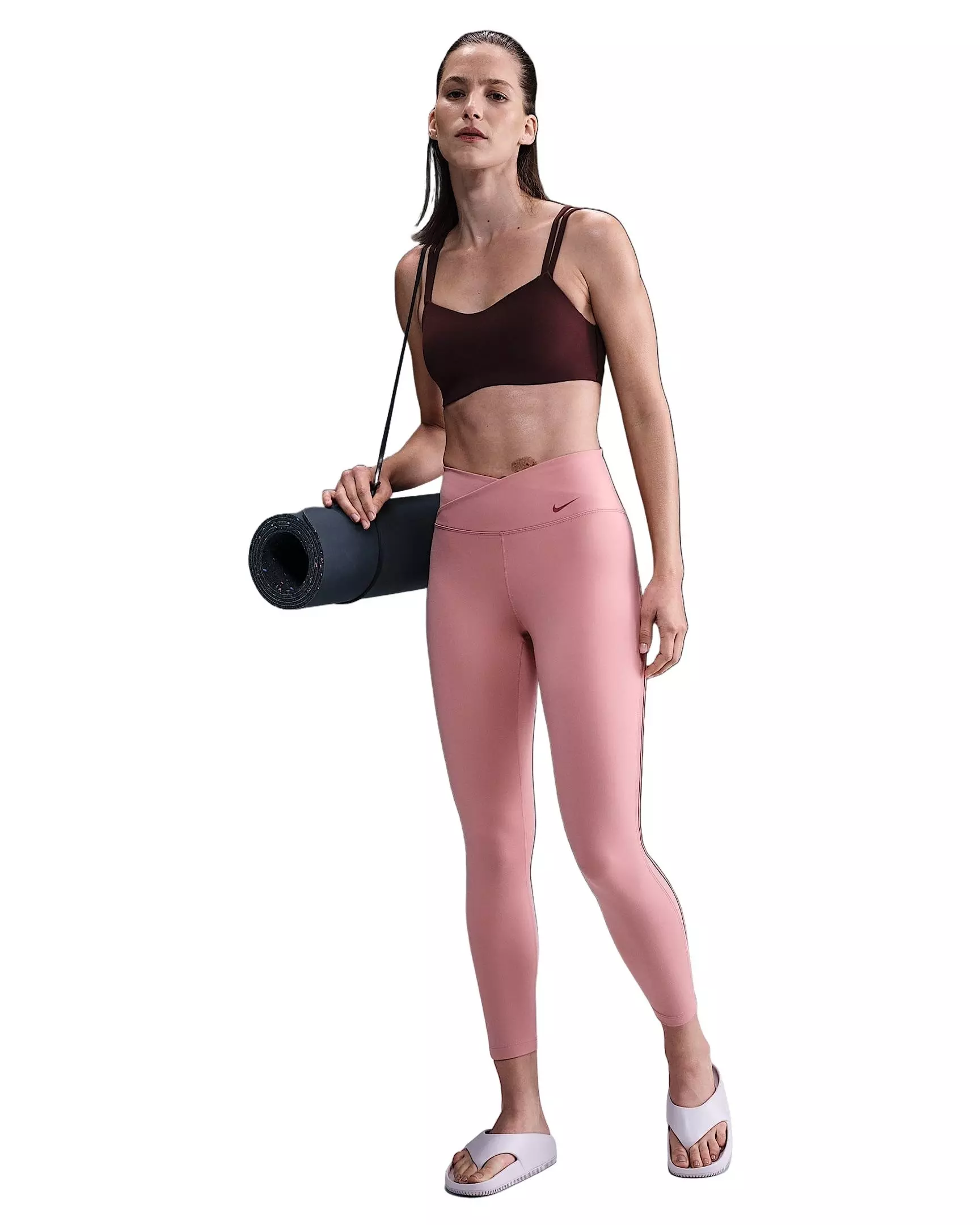 Nike Women's Zenvy Strappy Light-Support Padded Sports Bra -Burgundy - BURGUNDY