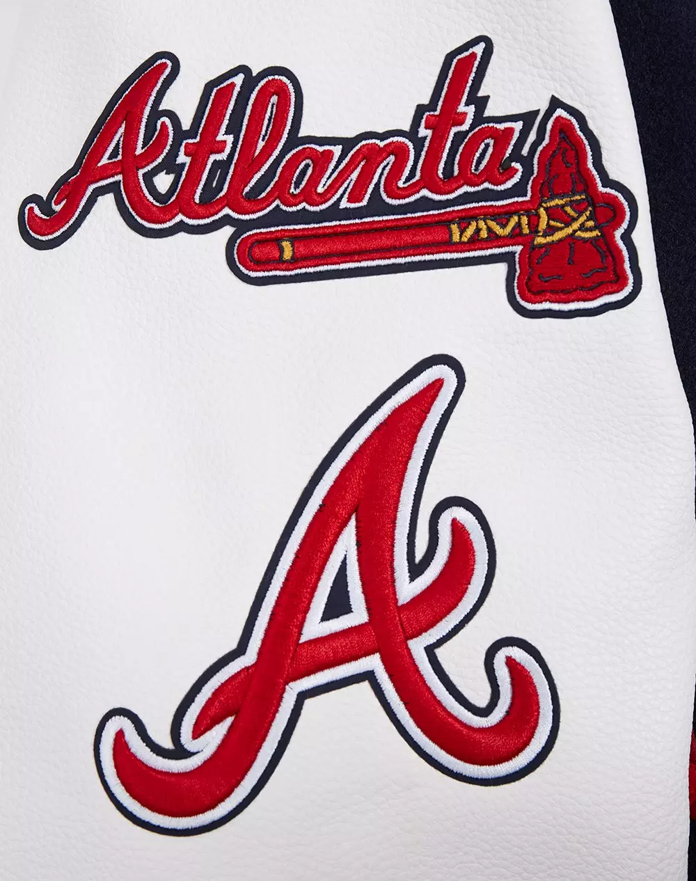 Pro Standard Men's MLB Atlanta Braves Old English Rib Wool Varsity Jacket -Navy/Red - NAVY/RED