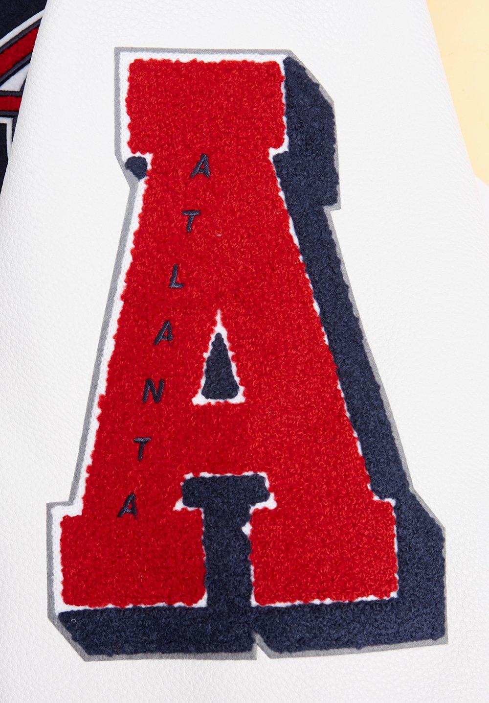 Pro Standard Men's MLB Atlanta Braves Old English Rib Wool Varsity Jacket -Navy/Red - NAVY/RED Thumbnail View 7