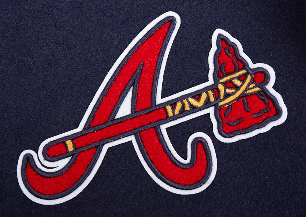 Pro Standard Men's MLB Atlanta Braves Old English Rib Wool Varsity Jacket -Navy/Red - NAVY/RED Thumbnail View 8