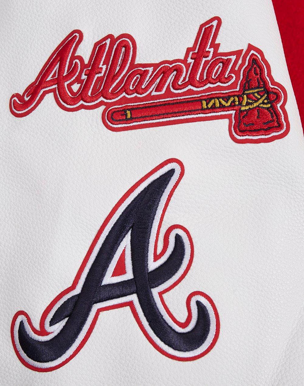 Pro Standard Men's MLB Atlanta Braves Old English Rib Wool Varsity Jacket -Red/Navy - RED/NAVY Thumbnail View 6