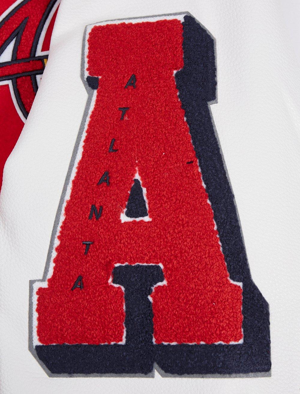 Pro Standard Men's MLB Atlanta Braves Old English Rib Wool Varsity Jacket - Red/Navy - RED/NAVY Thumbnail View 7