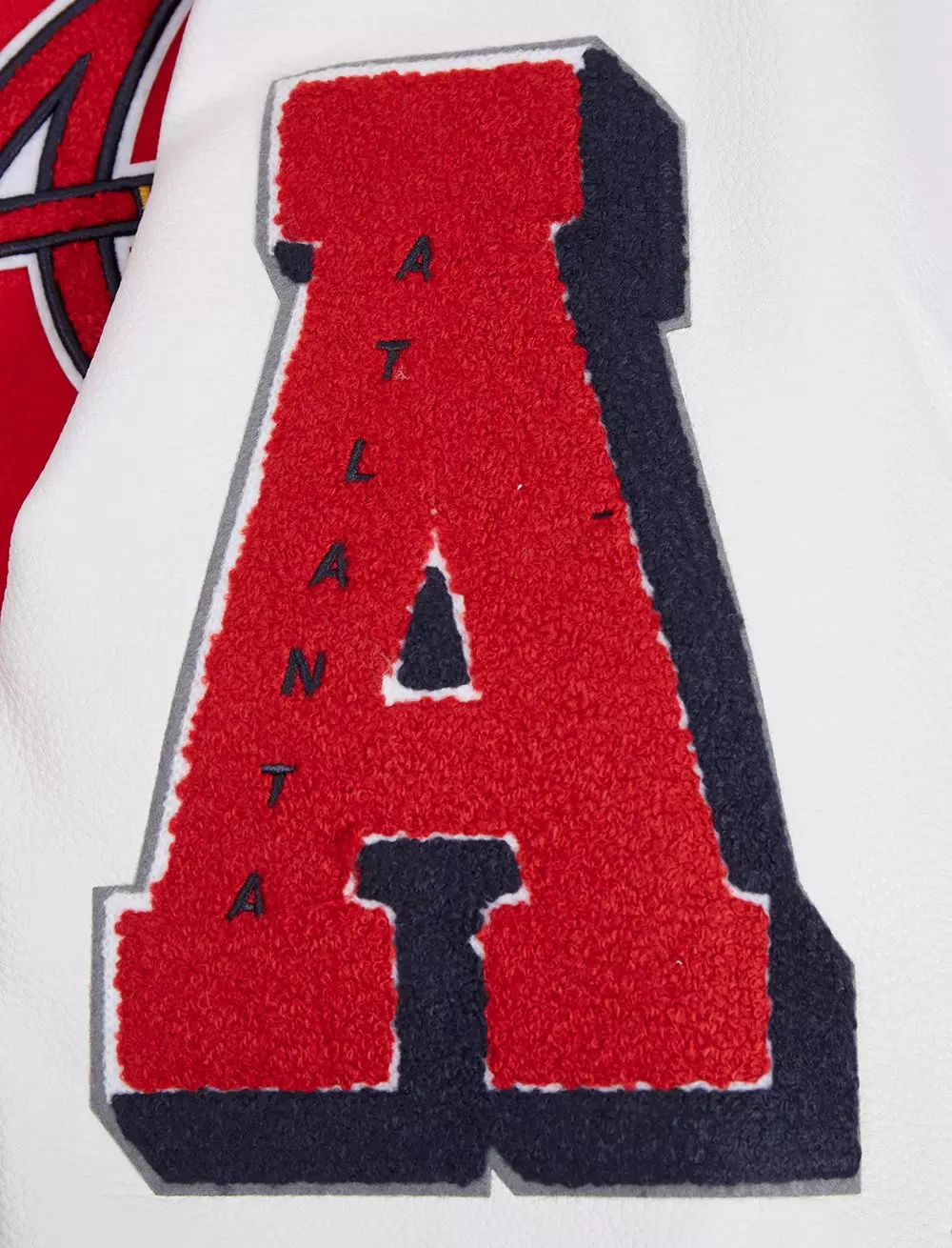 Pro Standard Men's MLB Atlanta Braves Old English Rib Wool Varsity Jacket -Red/Navy - RED/NAVY