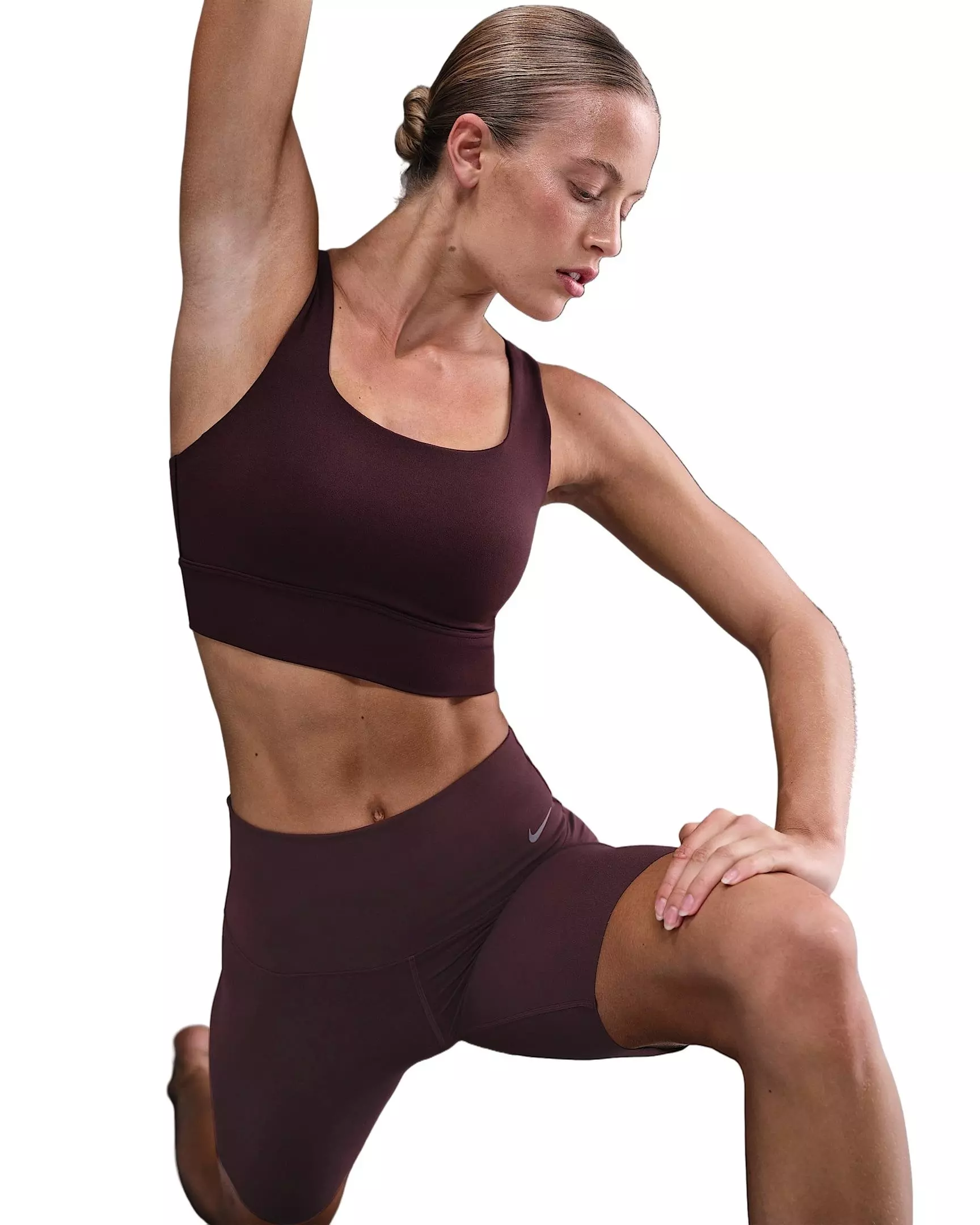 Nike Women's Zenvy Medium-Support Padded Longline Sports Bra -Burgundy - BURGUNDY