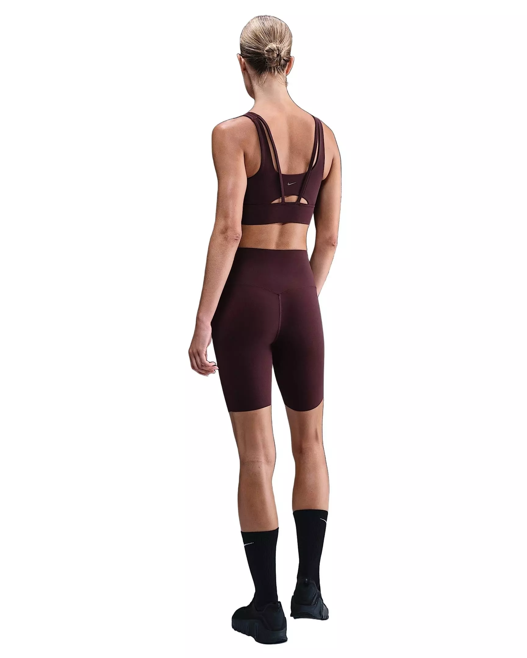 Nike Women's Zenvy Medium-Support Padded Longline Sports Bra -Burgundy - BURGUNDY