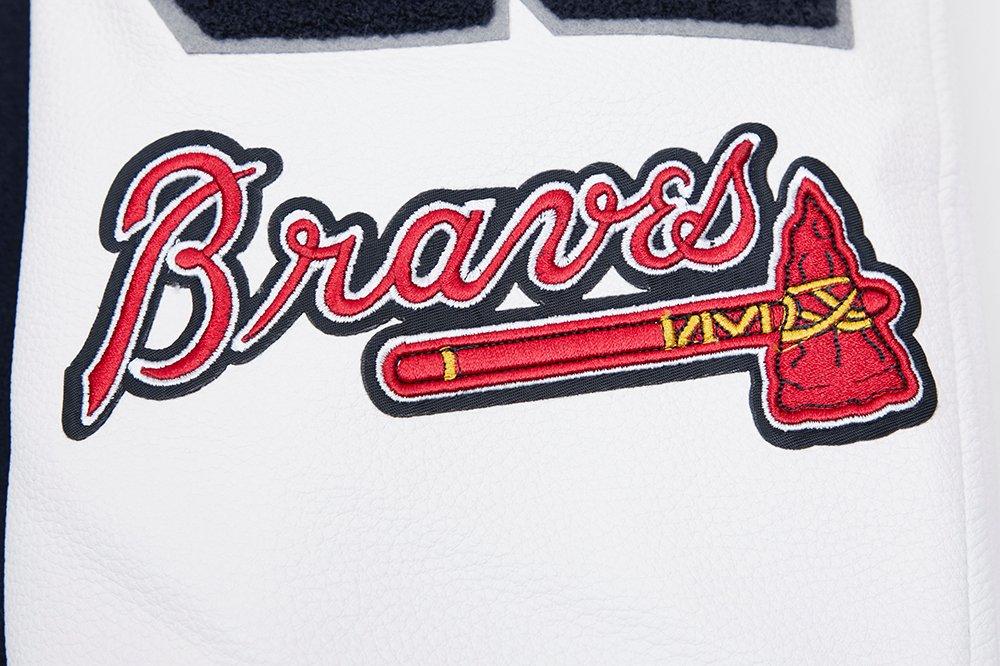 Pro Standard Men's MLB Atlanta Braves Mashup Rib Wool Varsity Jacket - Navy/Red - NAVY/RED Thumbnail View 11
