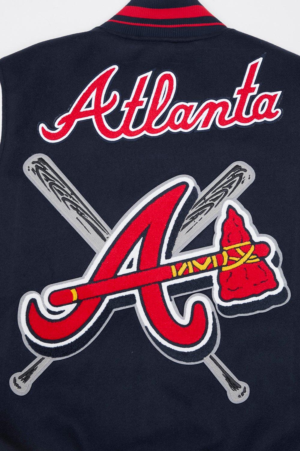 Pro Standard Men's MLB Atlanta Braves Mashup Rib Wool Varsity Jacket -Navy/Red - NAVY/RED Thumbnail View 12