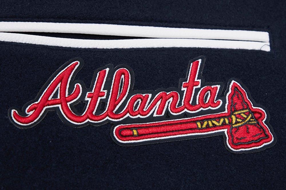 Pro Standard Men's MLB Atlanta Braves Mashup Rib Wool Varsity Jacket -Navy/Red - NAVY/RED Thumbnail View 9