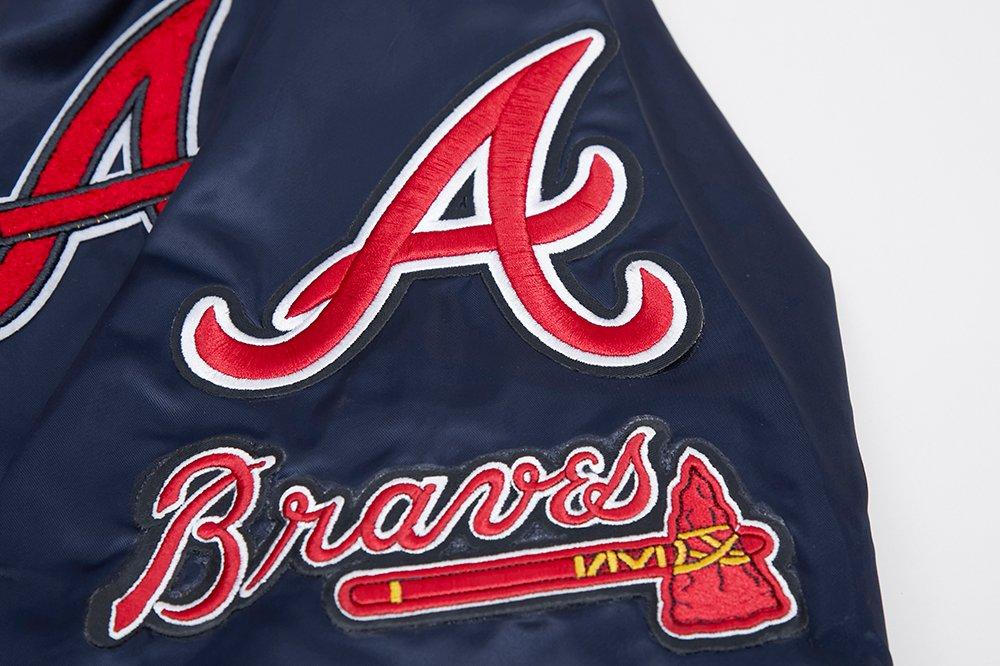 Pro Standard Men's MLB Atlanta Braves Mashup Rib Satin Jacket - Navy/Red - NAVY/RED Thumbnail View 11