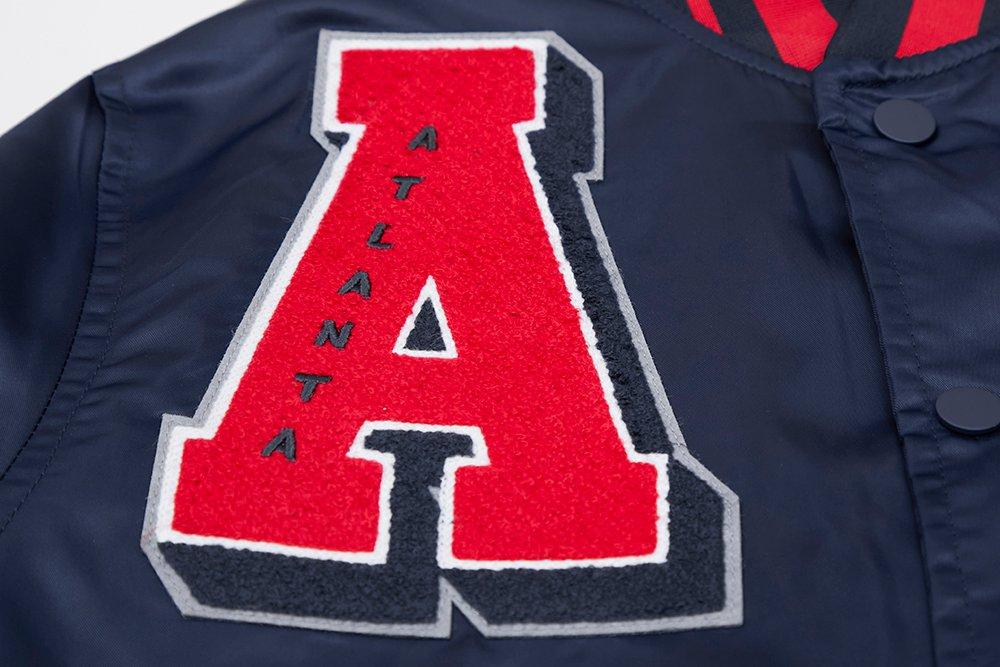 Pro Standard Men's MLB Atlanta Braves Mashup Rib Satin Jacket - Navy/Red - NAVY/RED Thumbnail View 6