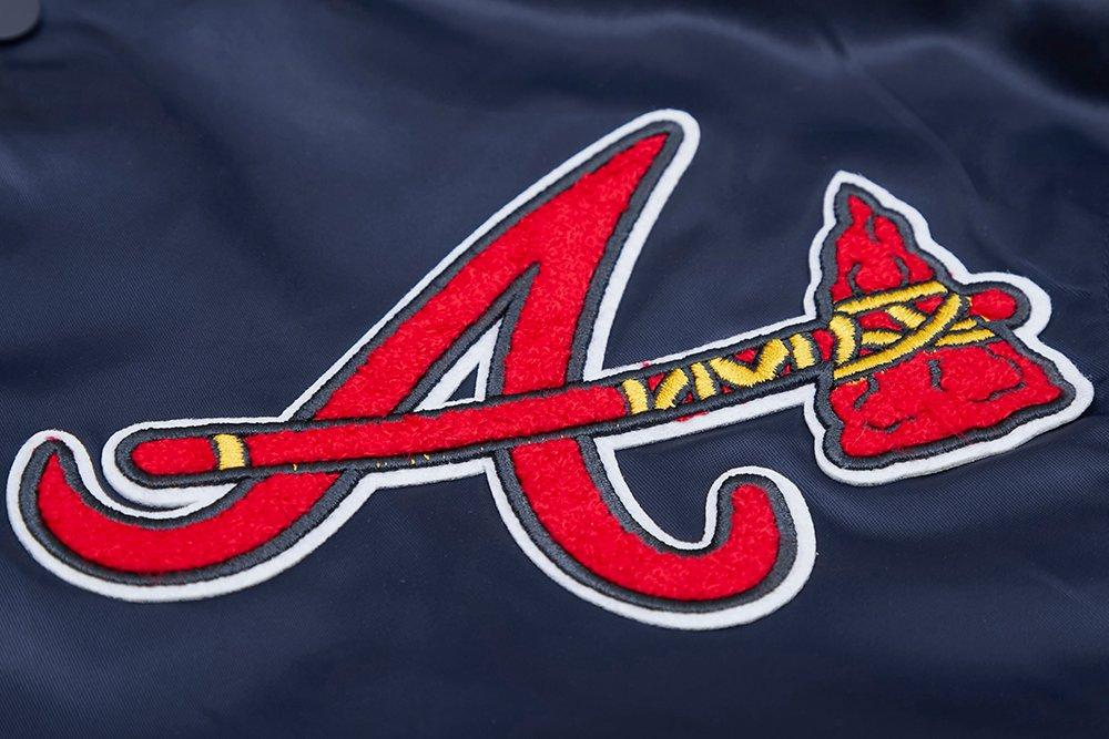 Pro Standard Men's MLB Atlanta Braves Mashup Rib Satin Jacket - Navy/Red - NAVY/RED Thumbnail View 8