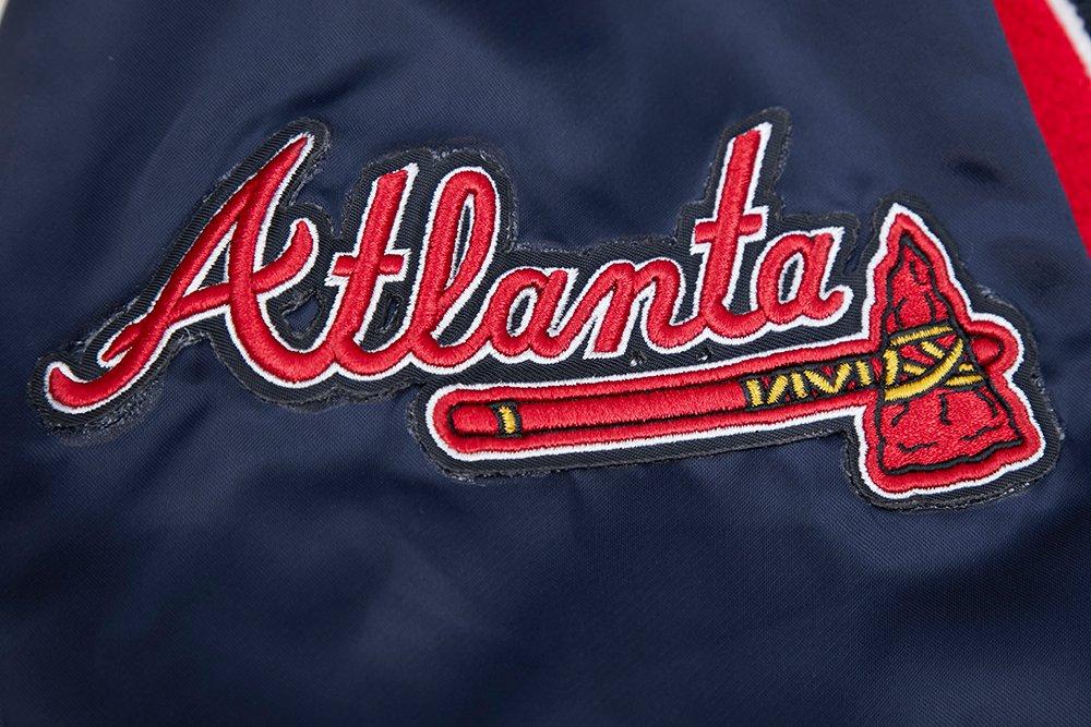 Pro Standard Men's MLB Atlanta Braves Mashup Rib Satin Jacket - Navy/Red - NAVY/RED Thumbnail View 9