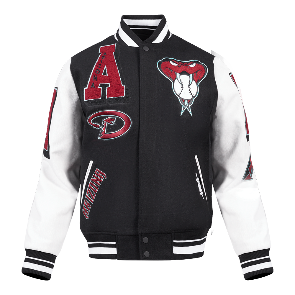 Pro Standard Men's MLB Arizona Diamondbacks Mashup Rib Wool Varsity Jacket - Black/White - BLACK/WHITE Thumbnail View 1
