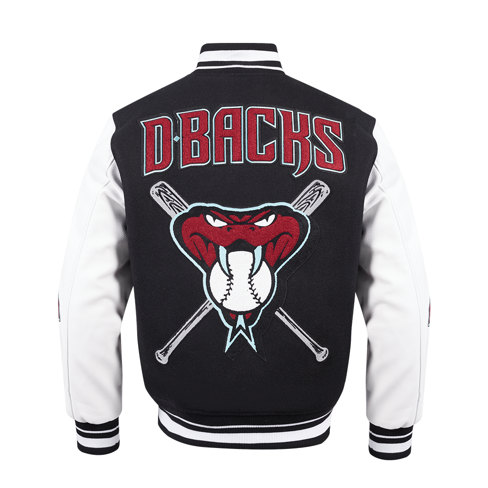 Pro Standard Men's MLB Arizona Diamondbacks Mashup Rib Wool Varsity Jacket - Black/White - BLACK/WHITE Thumbnail View 2